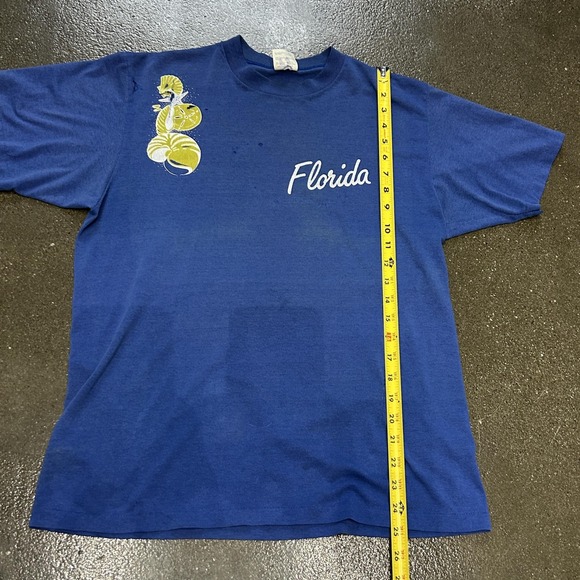 Vintage Florida Shirt Mens Large Blue Logo 7 Seashell Graphic Made USA 80s - Picture 4 of 6